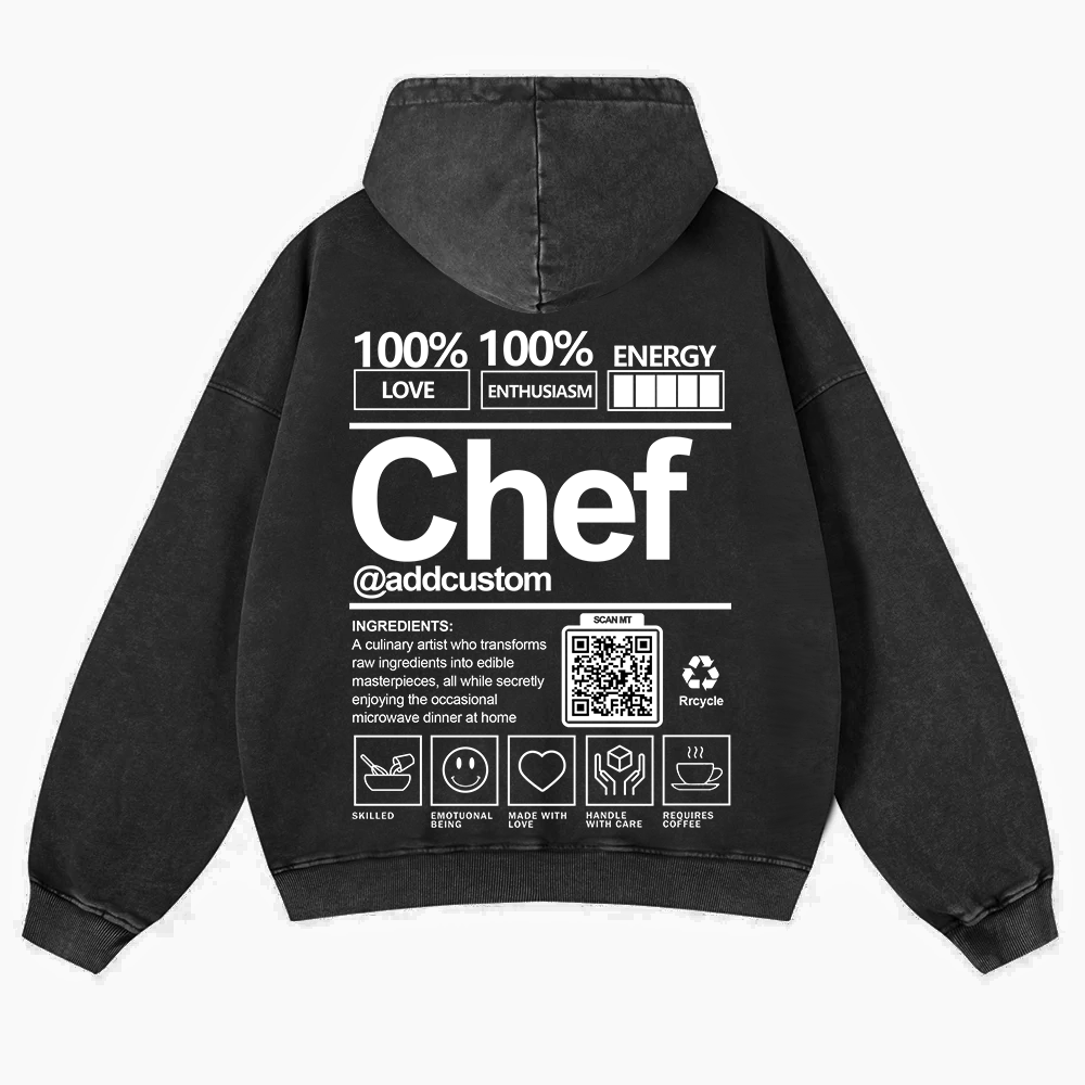 Chef Addcustom QR Code Unisex Fit Vintage Washed Hoodie