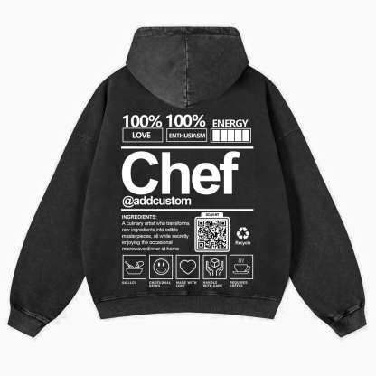 Chef Addcustom QR Code Unisex Fit Vintage Washed Hoodie