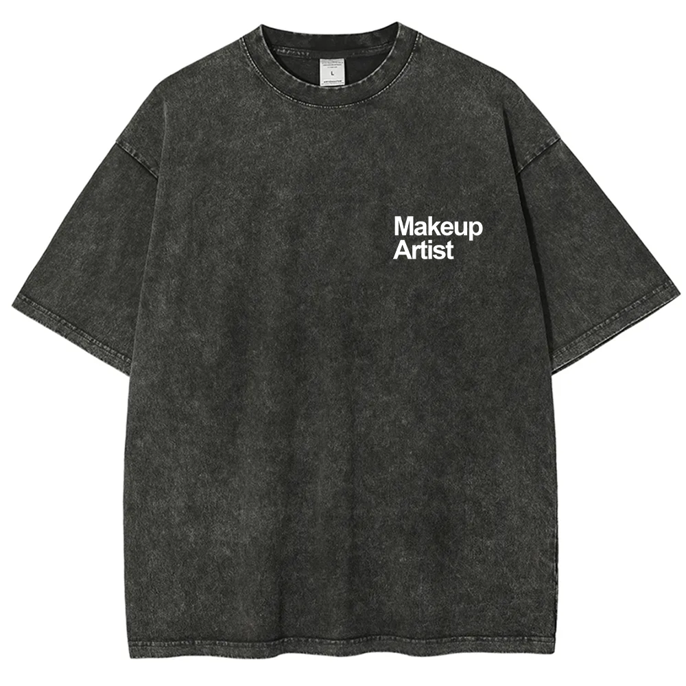 Wearishow Makeup Artist Addcustom QR Code Unisex Fit Washed T-Shirt