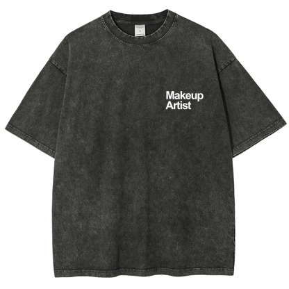 Wearishow Makeup Artist Addcustom QR Code Unisex Fit Washed T-Shirt
