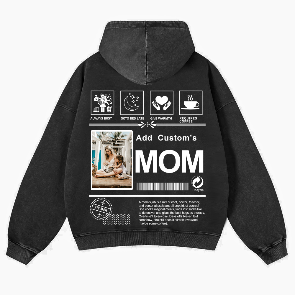 MOM Custom Casual Washed Hoodie wearishow