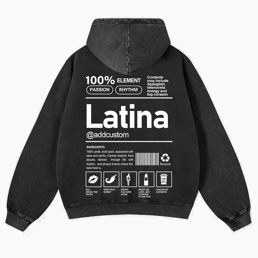 Latina Addcustom Unisex Fit  Washed Hoodie wearishow