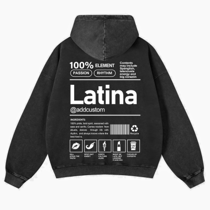 Latina Addcustom Unisex Fit  Washed Hoodie wearishow