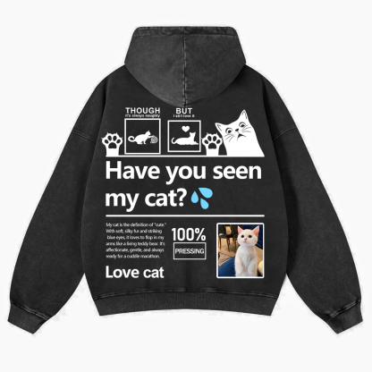 Cat Trick Customized Unisex Casual Washed Hoodie wearishow
