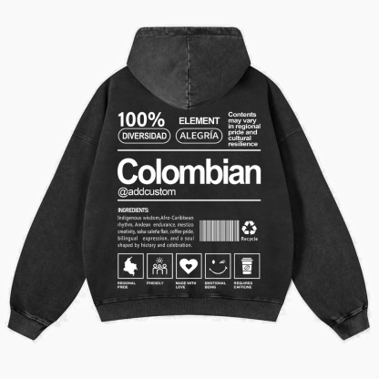 Colombian Addcustom Unisex Fit  Washed Hoodie wearishow