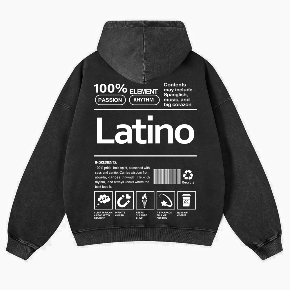 Latino Unisex Fit  Washed Hoodie wearishow