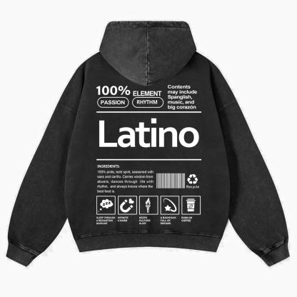 Latino Unisex Fit  Washed Hoodie wearishow