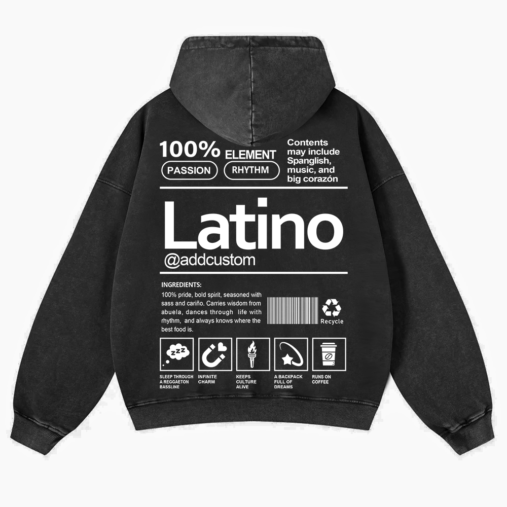 Latino Addcustom Unisex Fit  Washed Hoodie wearishow