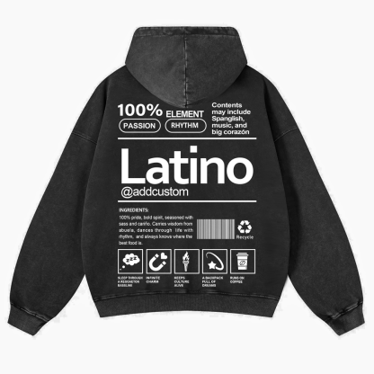Latino Addcustom Unisex Fit  Washed Hoodie wearishow