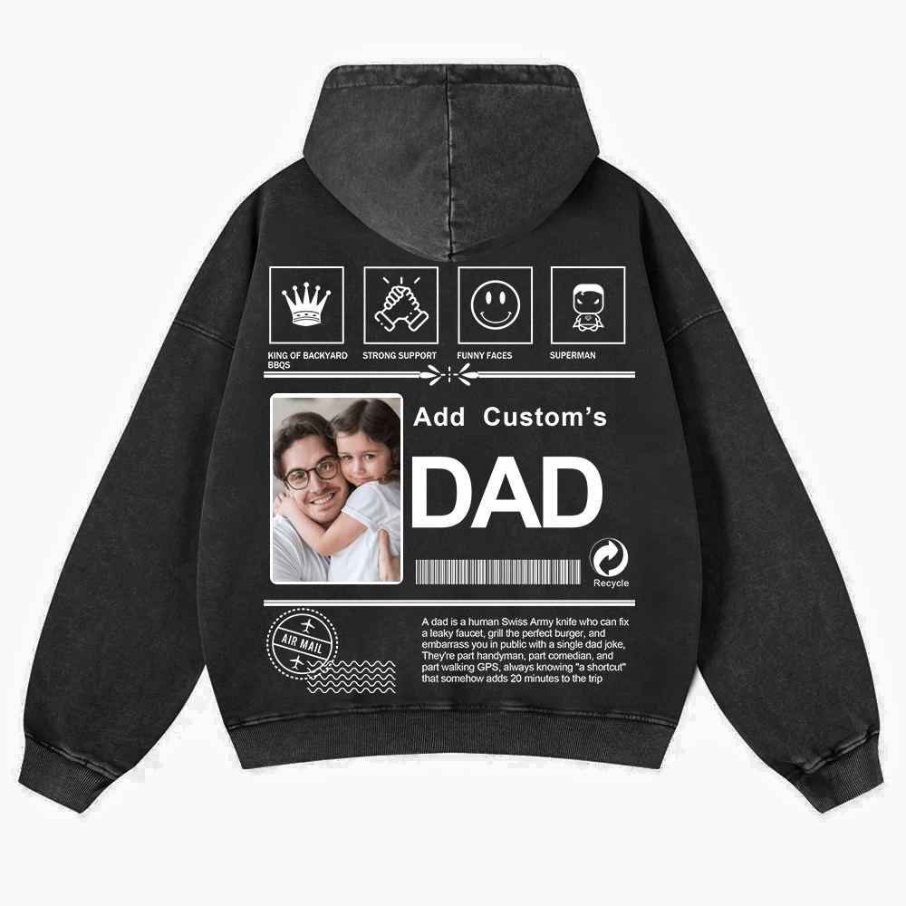 DAD Custom Casual Washed Hoodie wearishow