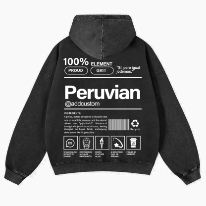Peruvian Addcustom Unisex Fit  Washed Hoodie wearishow