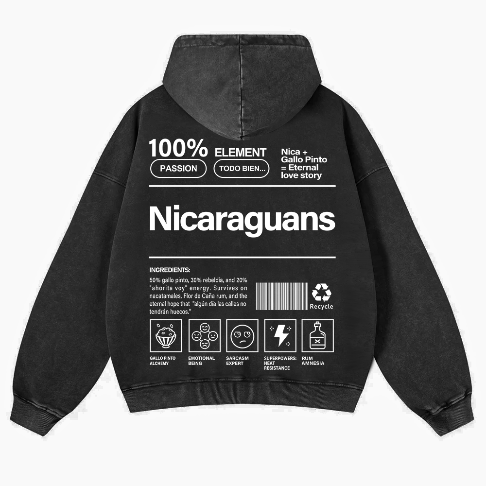 Nicaraguans Unisex Fit  Washed Hoodie wearishow