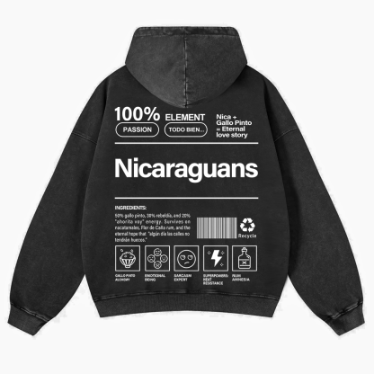 Nicaraguans Unisex Fit  Washed Hoodie wearishow