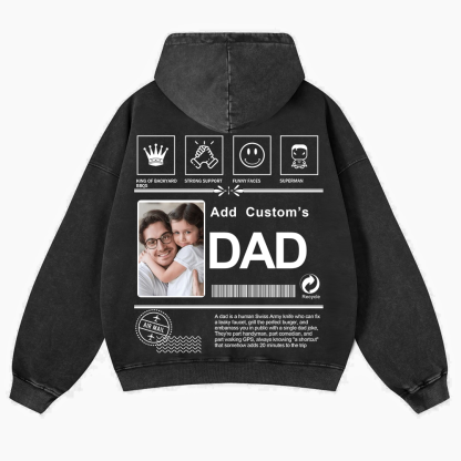 DAD Custom Casual Washed Hoodie wearishow