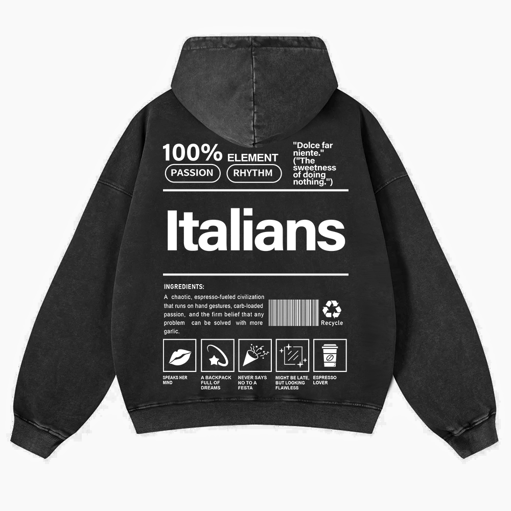 Italians Unisex Fit  Washed Hoodie wearishow