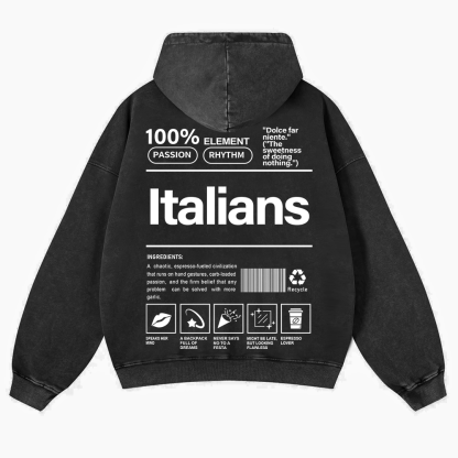 Italians Unisex Fit  Washed Hoodie wearishow