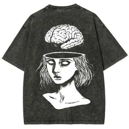 Unisex Vintage  Brain Escape Horror Art  t-Shirt