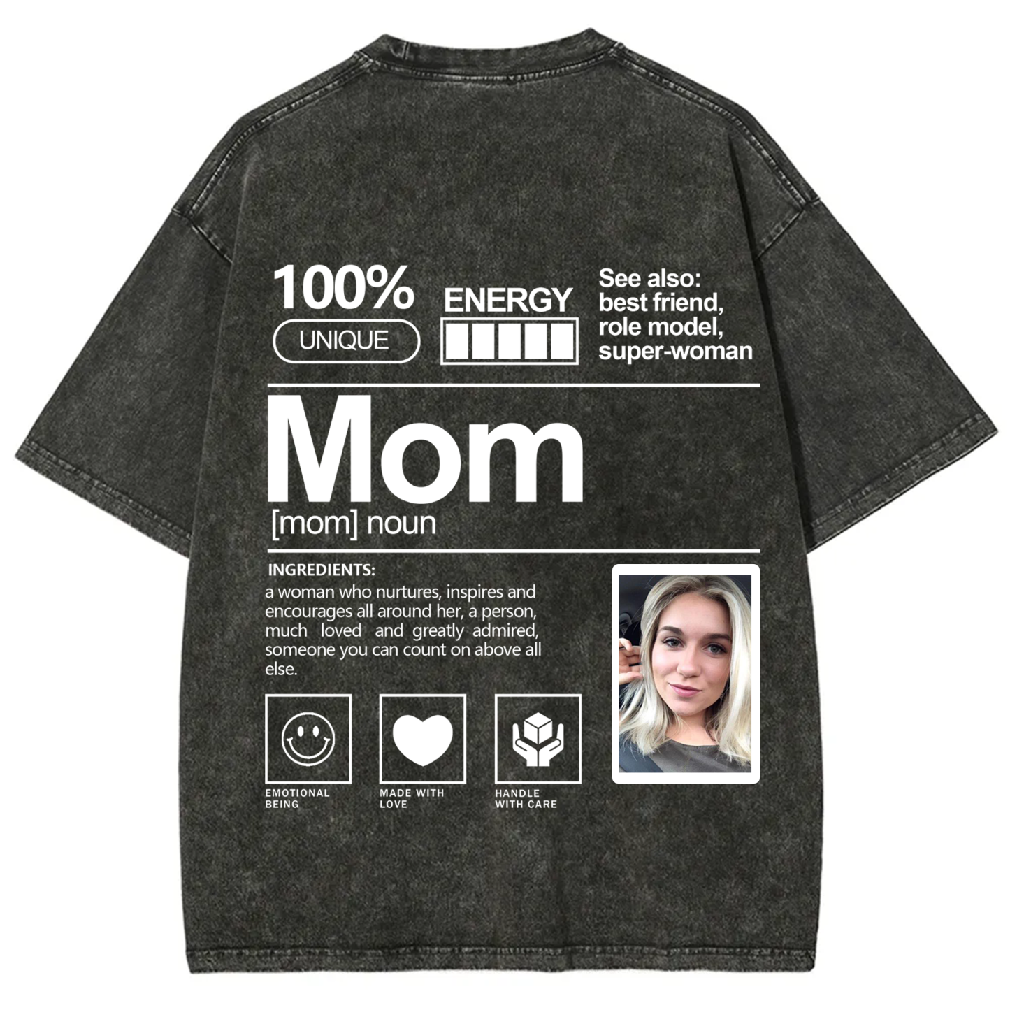Addcustom Photo Mom Washed T-Shirt