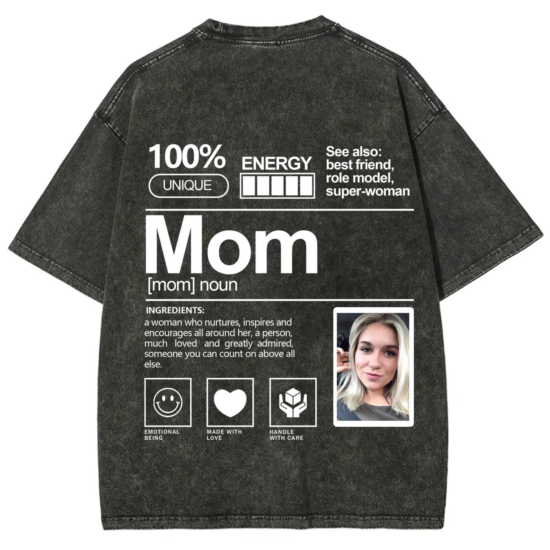 Addcustom Photo Mom Washed T-Shirt