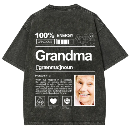 Addcustom Photo Grandma Washed T-Shirt