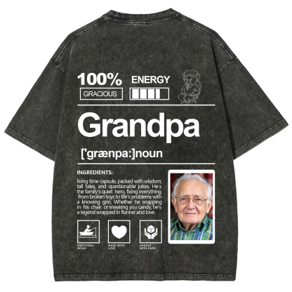 Addcustom Photo Grandpa Washed T-Shirt