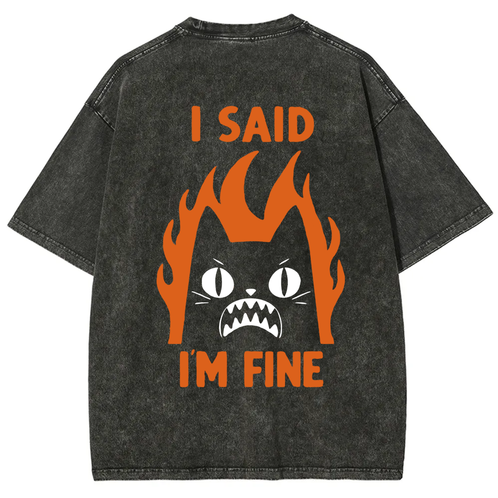 Unisex Vintage I am Fine Cat t-Shirt