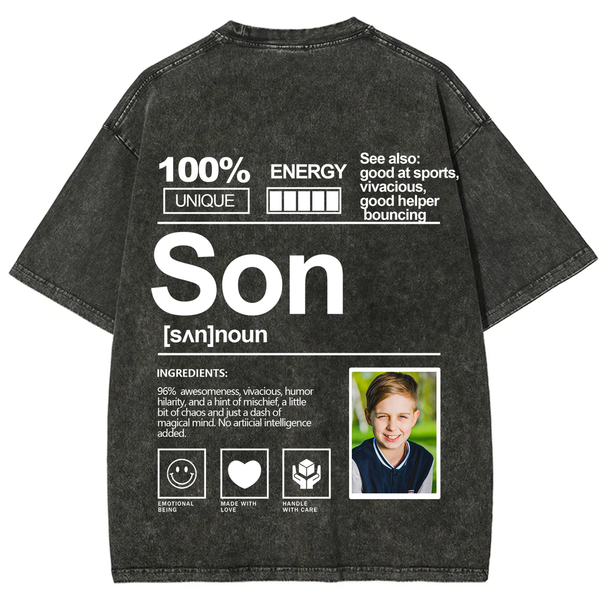 Addcustom Photo Son Washed T-Shirt