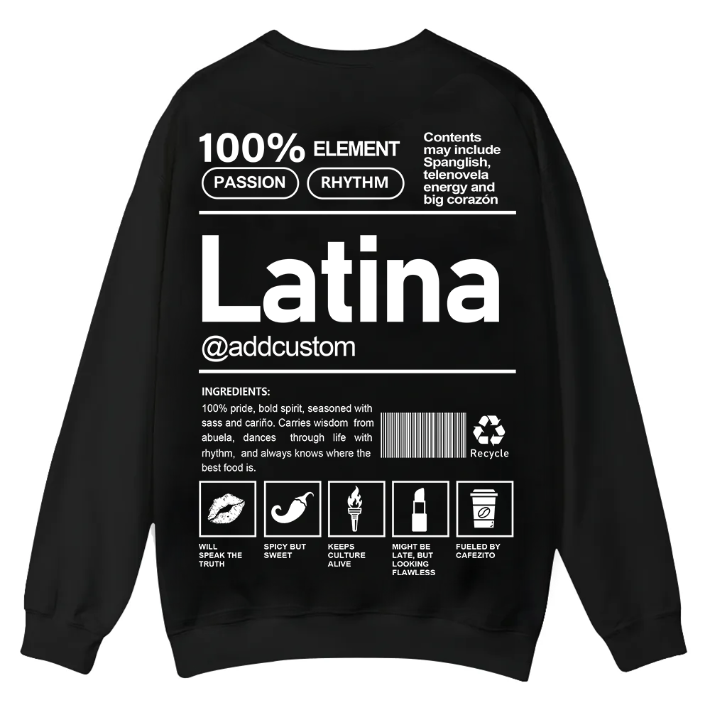 Latina Addcustom Unisex Fit  Casual Crewneck Sweatshirt wearishow