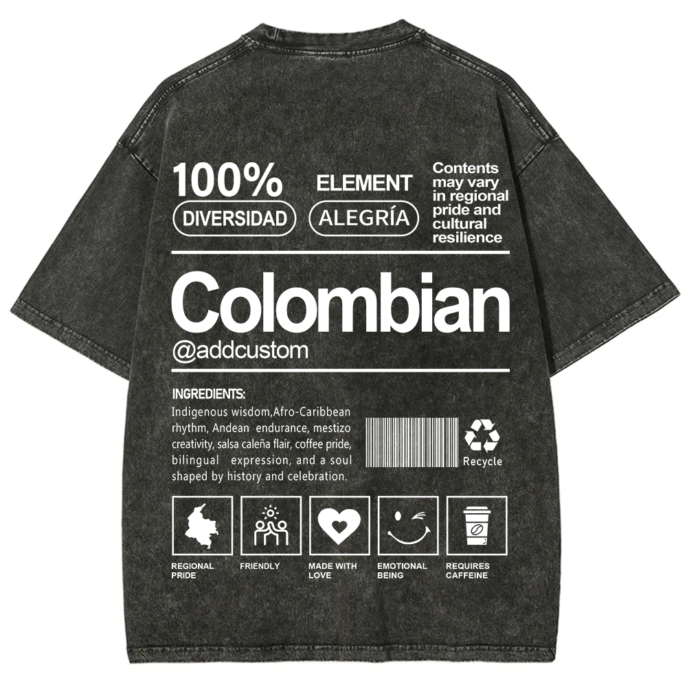 Colombian Addcustom Unisex Fit  Washed T-Shirt