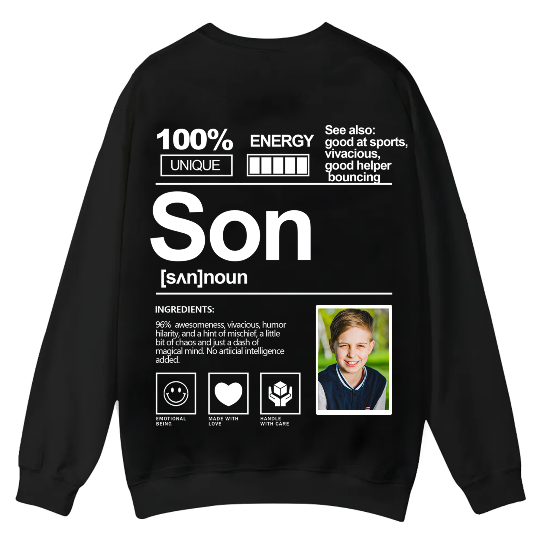 Addcustom  Photo Son Casual Crewneck Sweatshirt
