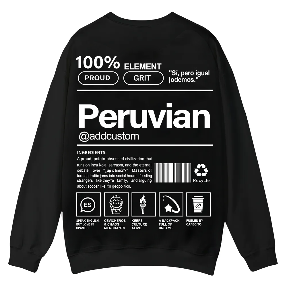 Peruvian Addcustom Unisex Fit  Casual Crewneck Sweatshirt wearishow