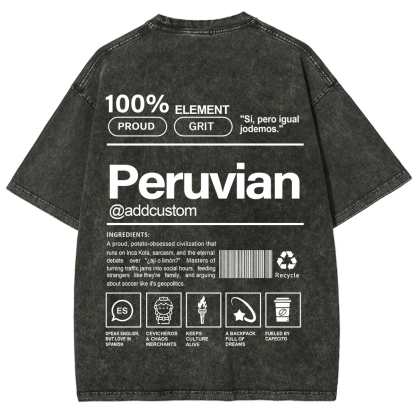 Peruvian Addcustom Unisex Fit  Washed T-Shirt