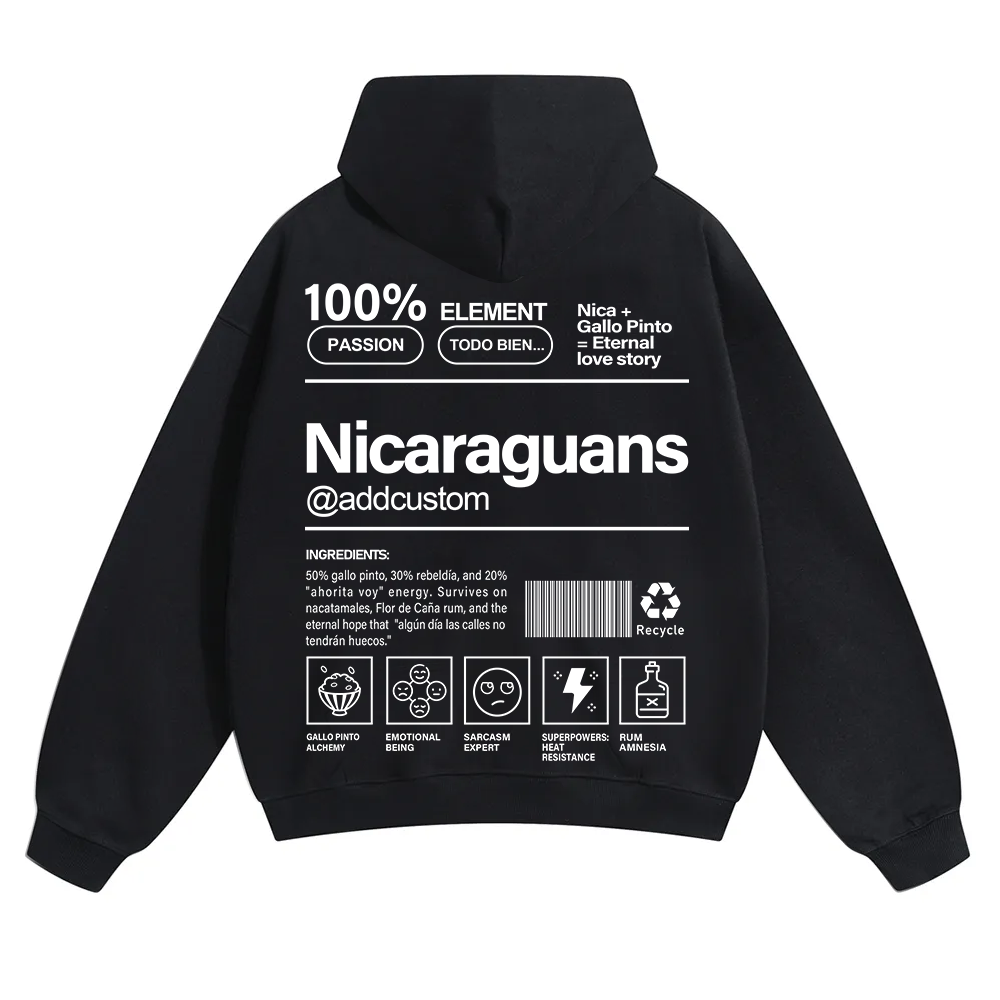 Nicaraguans Addcustom Unisex Fit Color Hoodie wearishow