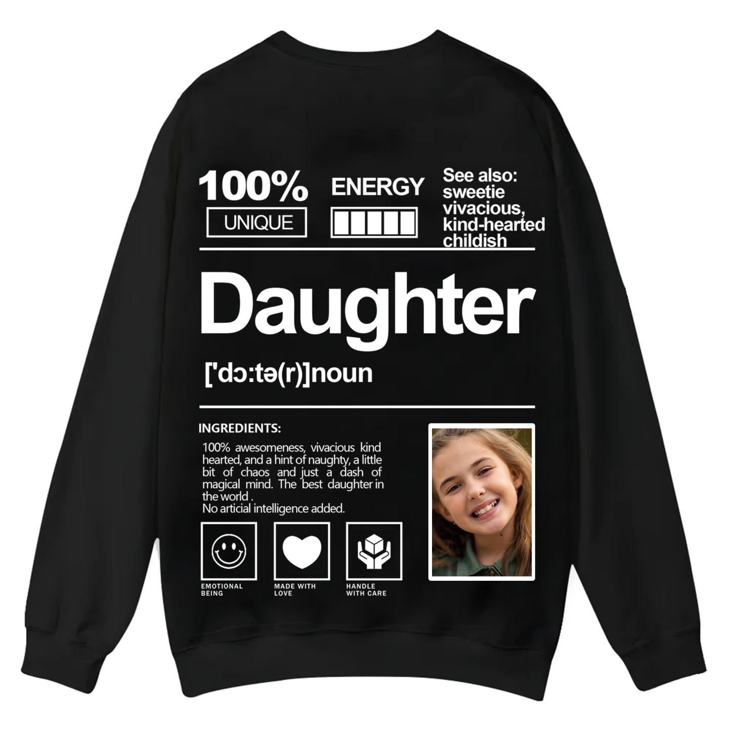 Addcustom  Photo Daughter Casual Crewneck Sweatshirt