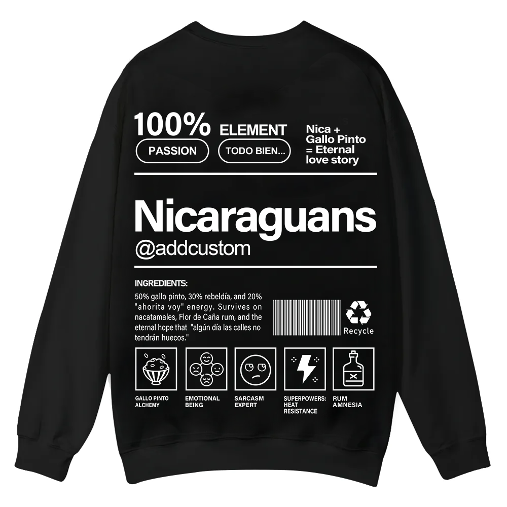 Nicaraguans Addcustom Unisex Fit  Casual Crewneck Sweatshirt wearishow