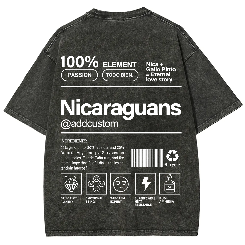 Nicaraguans Addcustom Unisex Fit  Washed T-Shirt