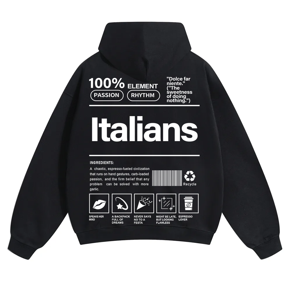 Italians Unisex Fit Color Hoodie wearishow