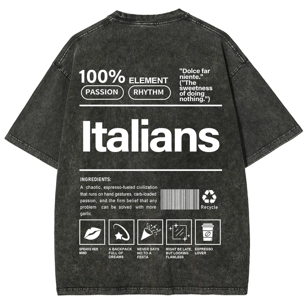 Italians Unisex Fit  Washed T-Shirt