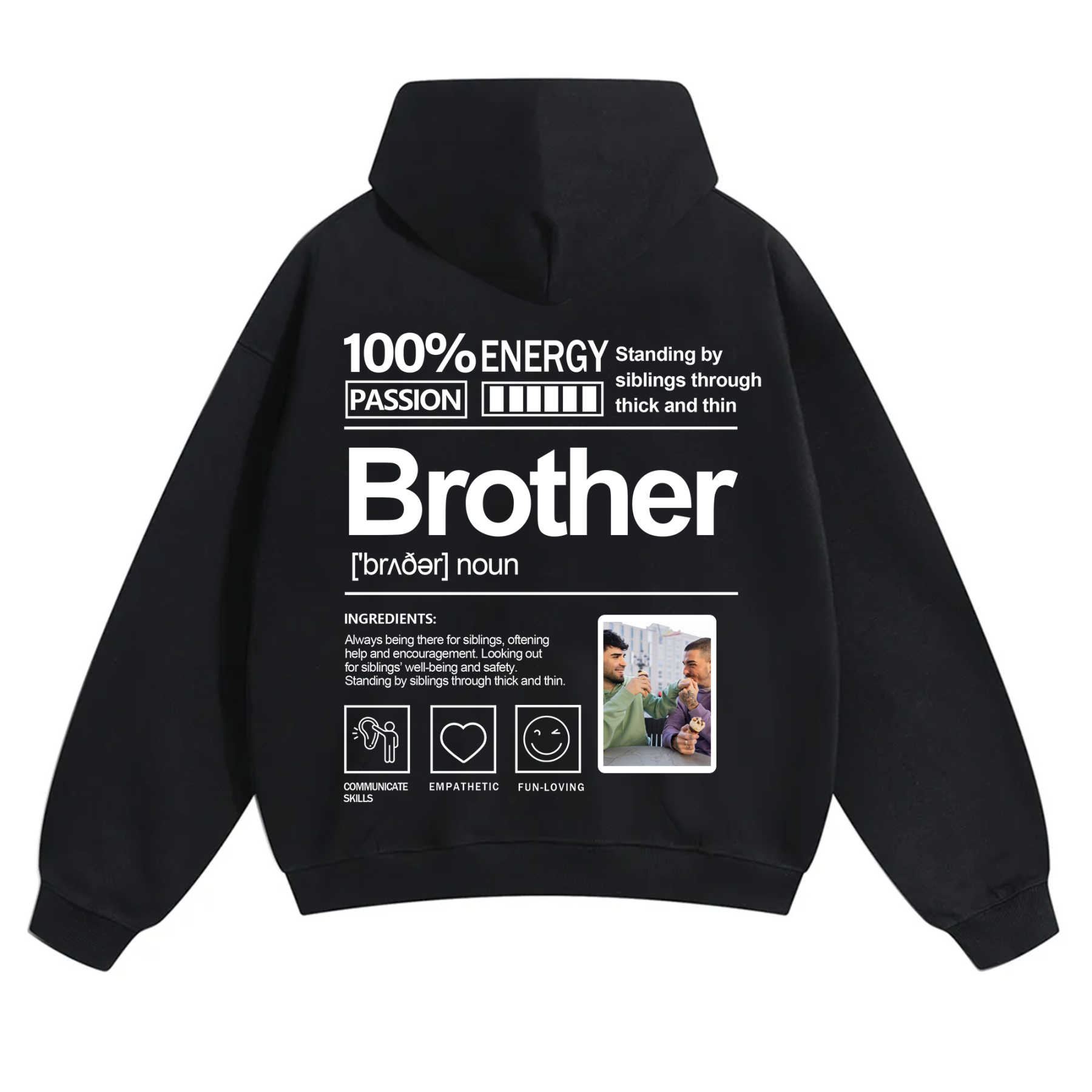 Addcustom Photo Brother Solid Color Hoodie