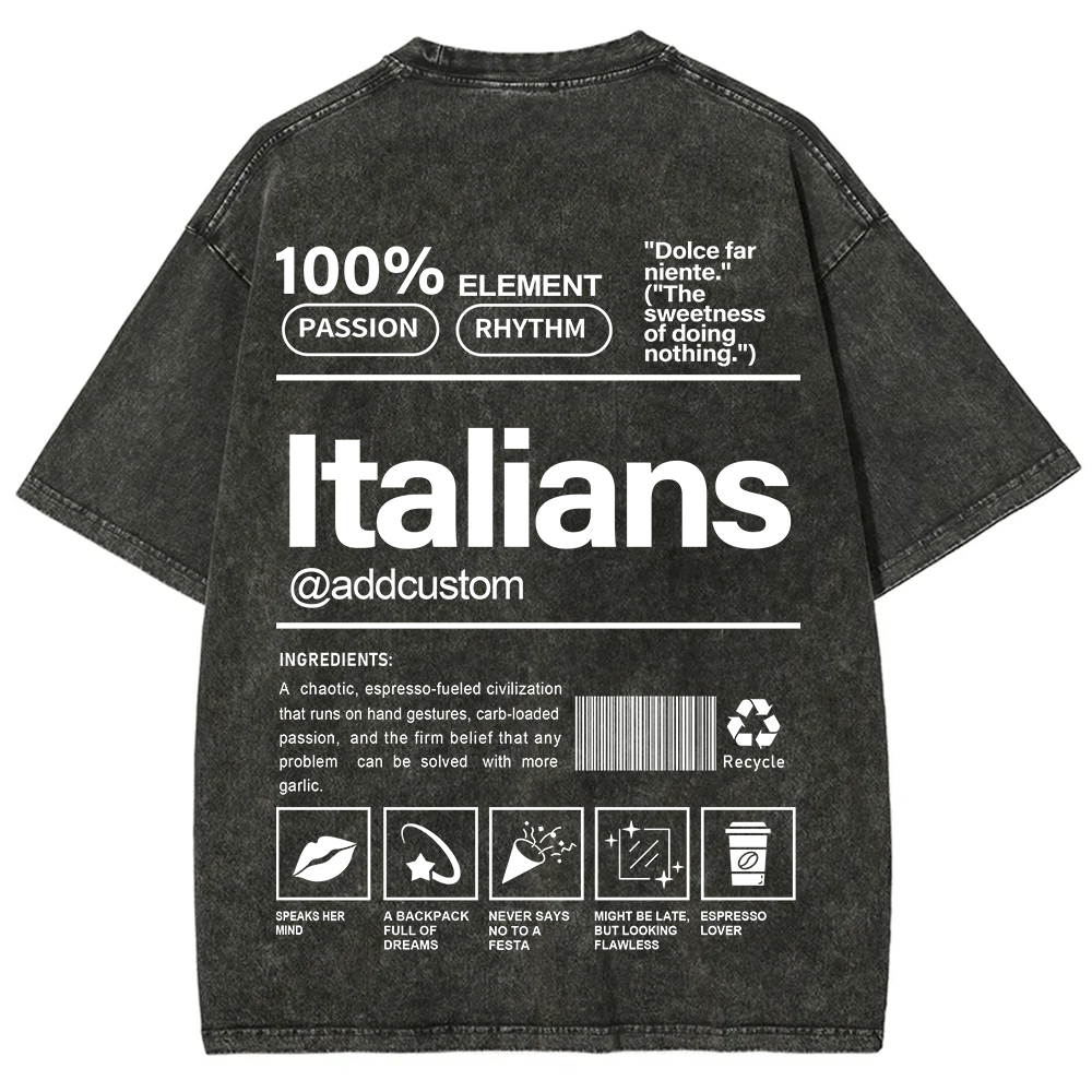 Italians Addcustom Unisex Fit  Washed T-Shirt