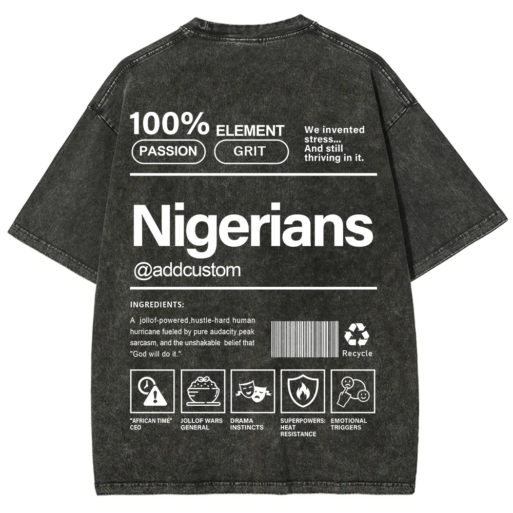 Nigerians Addcustom Unisex Fit  Washed T-Shirt