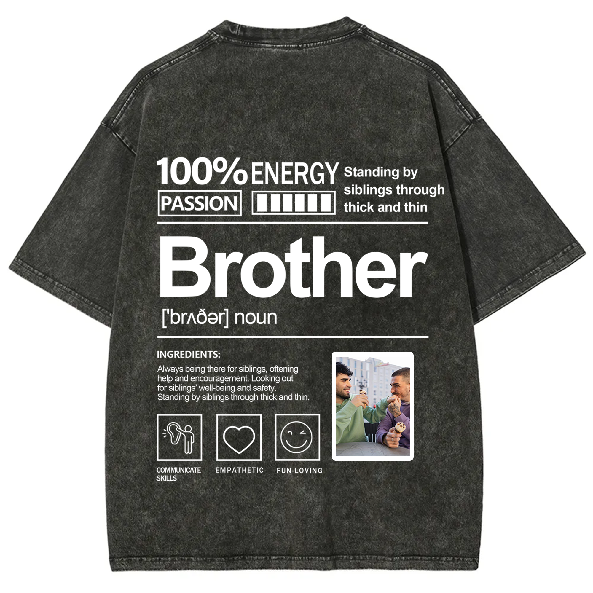Addcustom Photo Brother Washed T-Shirt