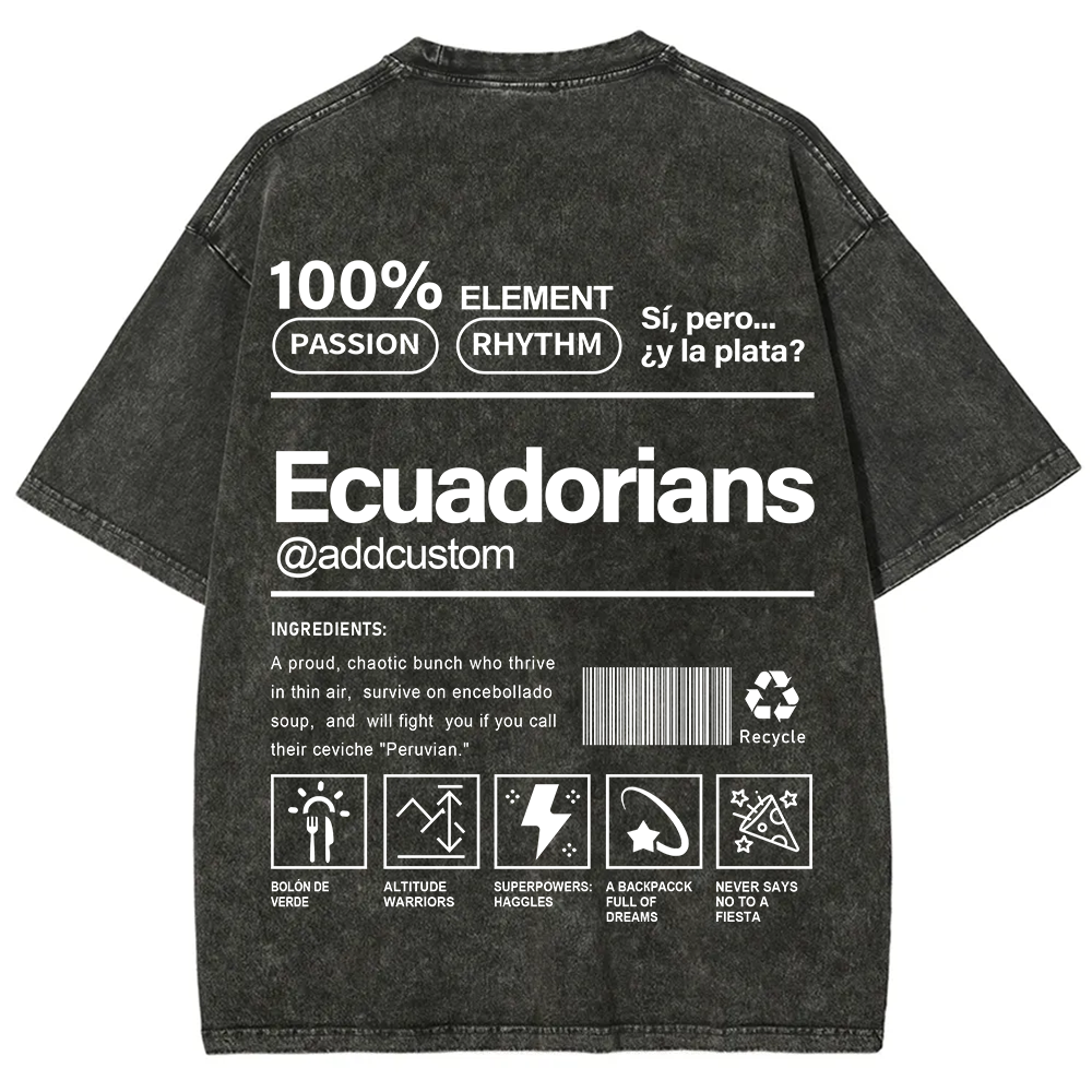 Ecuadorians Addcustom Unisex Fit  Washed T-Shirt