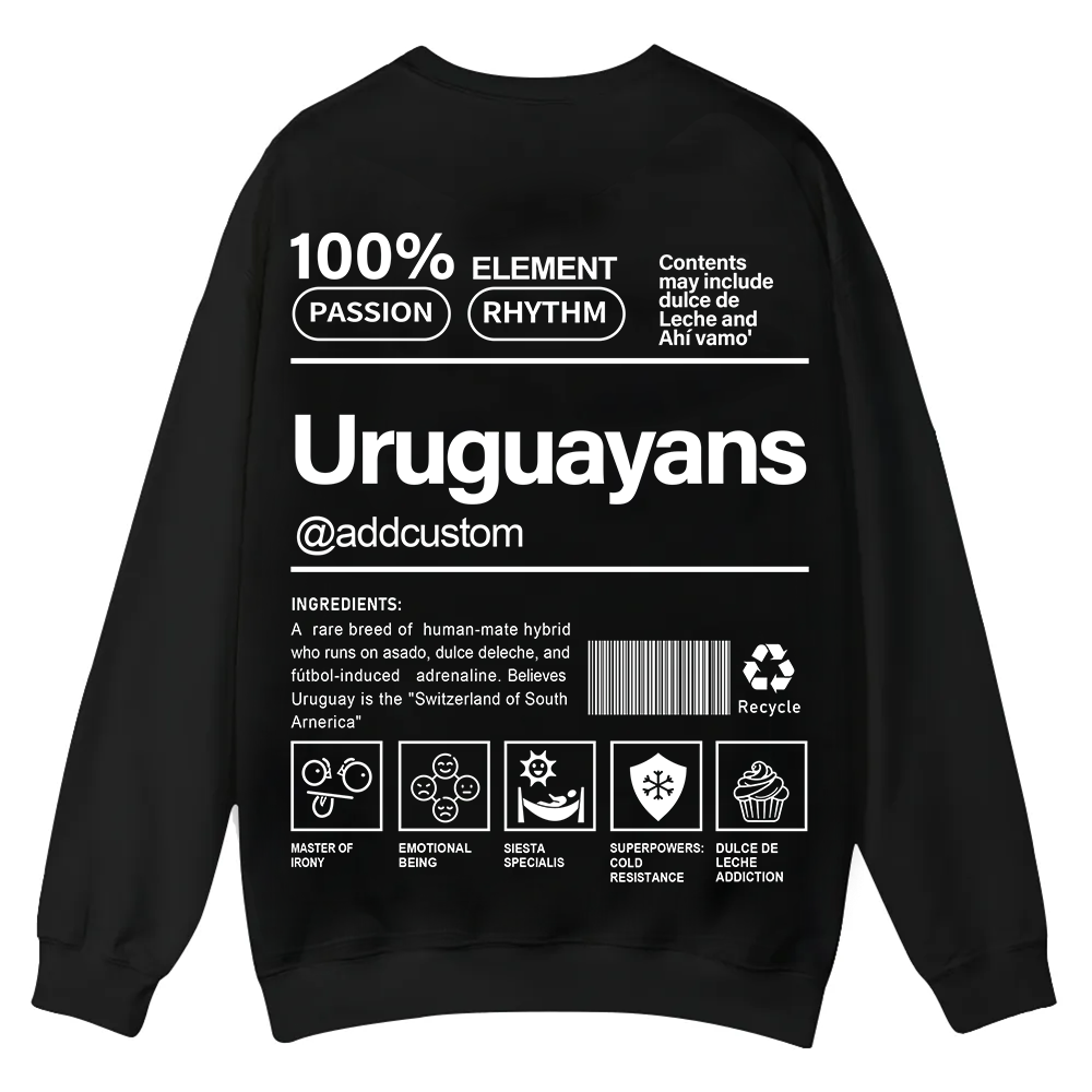 Uruguayans Addcustom Unisex Fit  Casual Crewneck Sweatshirt wearishow