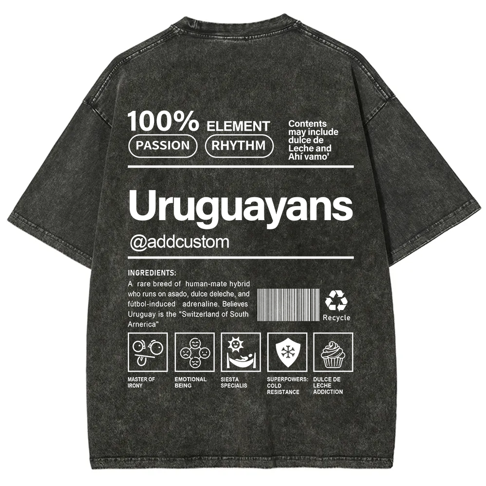 Uruguayans Addcustom Unisex Fit  Washed T-Shirt