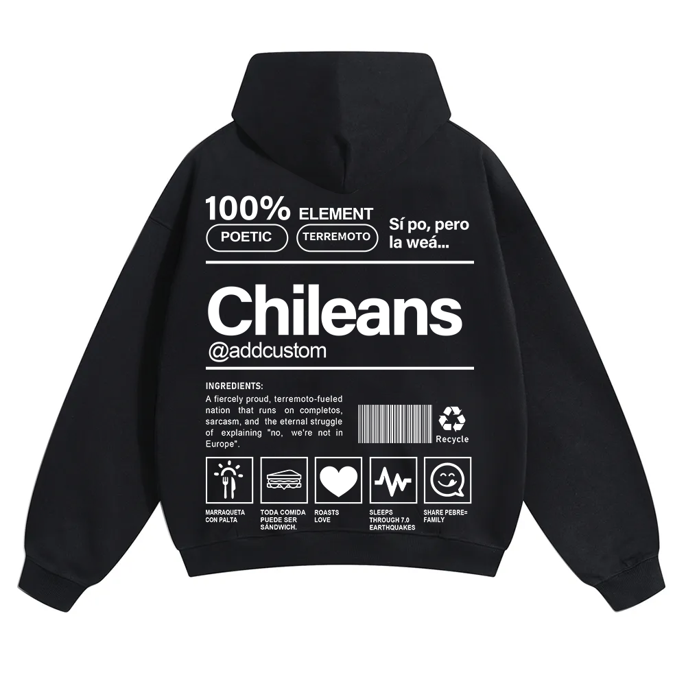 Chileans Addcustom Unisex Fit Color Hoodie wearishow