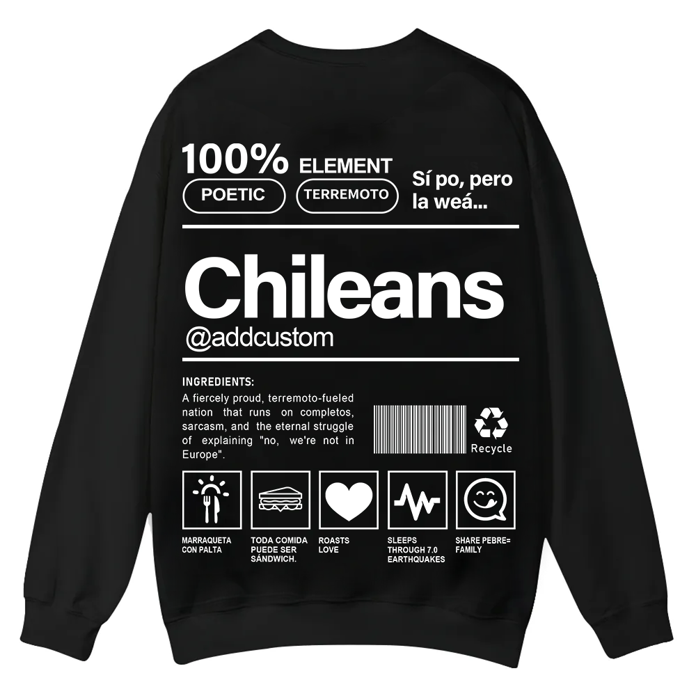 Chileans Addcustom Unisex Fit  Casual Crewneck Sweatshirt wearishow