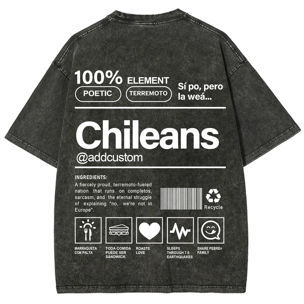 Chileans Addcustom Unisex Fit  Washed T-Shirt