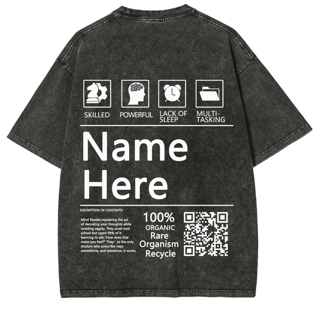 QR Code Customized Unisex Fit Washed T-Shirt