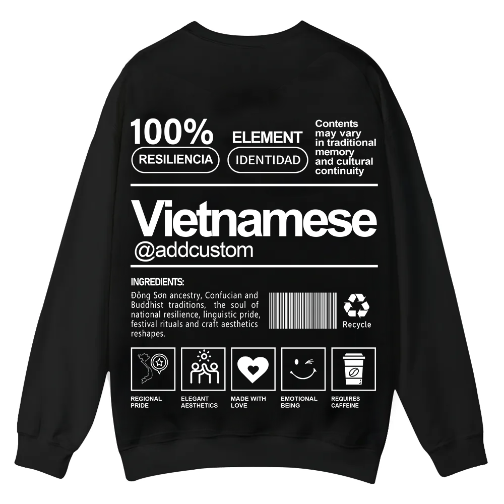 Vietnamese Addcustom Unisex Fit  Casual Crewneck Sweatshirt wearishow